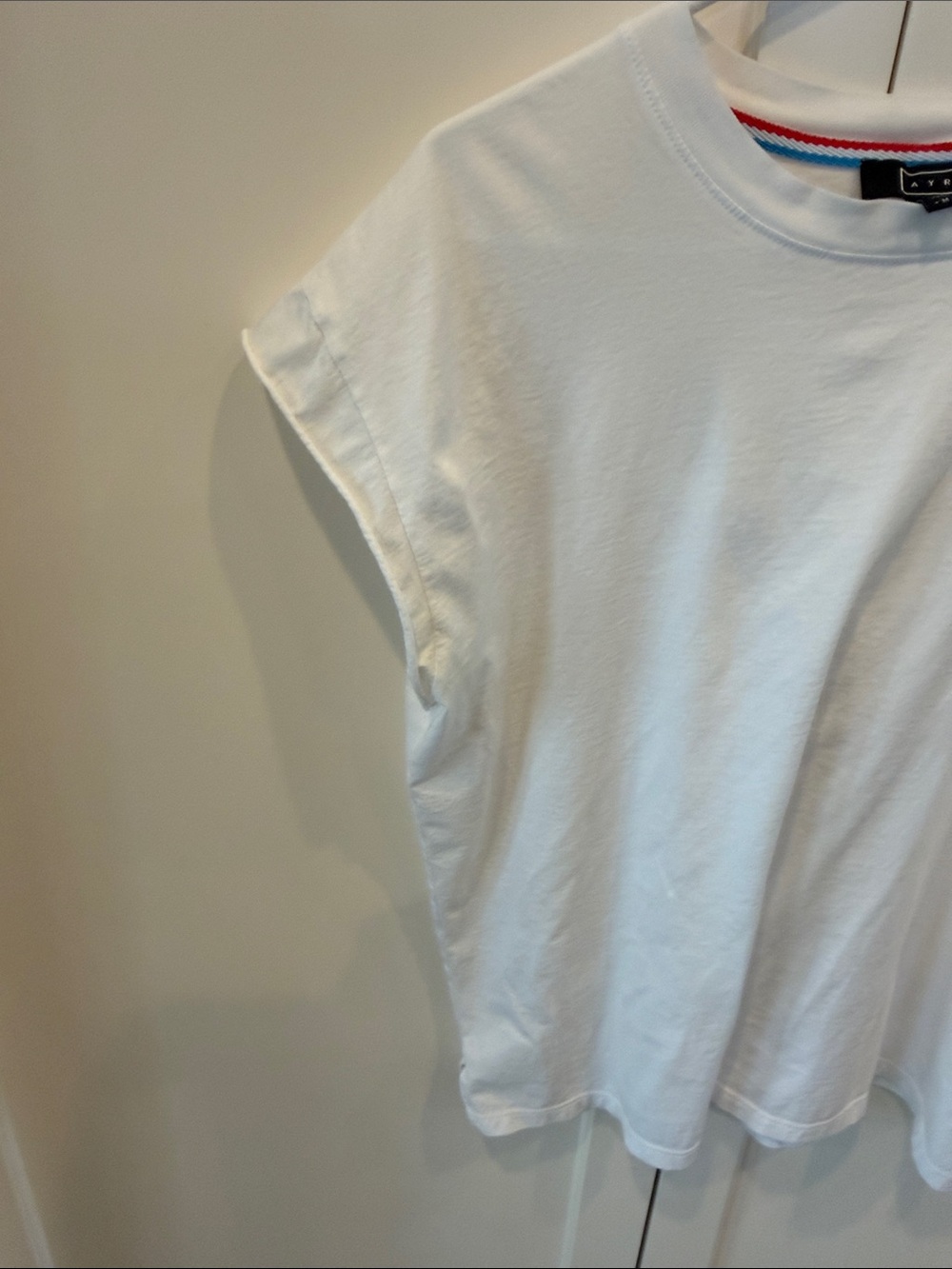 AYR White Tee with Red and Blue Trim - Picture 3 of 5